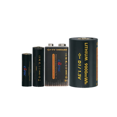 1.5V แบตเตอรี่ลิทธิียมไอออนแบบ USB ชาร์จใหม่ 6000mwh ~ 9000mwh